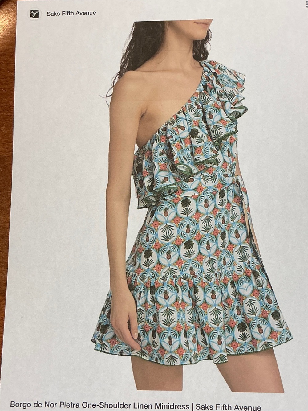 NWTS BORCO DE NOR PIETRA ONE-SHOULDER LINEN MINIDRESS